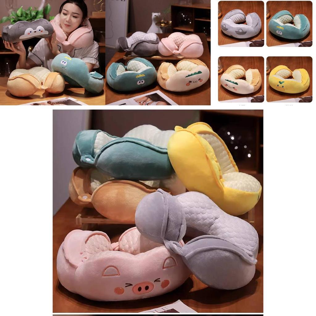 Cute Animal Design U Shaped Pillow Soft Plush Cartoon Travel Neck Cushion For Sleeping