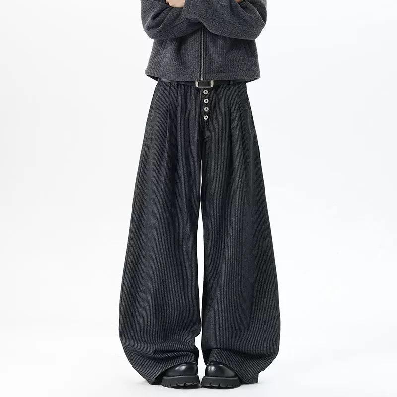 American Vertical Striped Casual Pants Men's Autumn and Winter Trendy Straight Pants Loose Washed Youth Casual Wide-leg Trousers