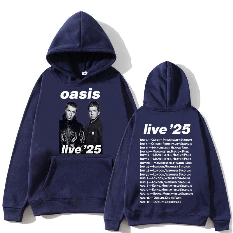 O-Oasis Live 25 Tour Hoodies Rock Band Punk Men Women Clothing Fashion Hip Hop Long Sleeves Hooded Sweatshirt Oversized Pullover