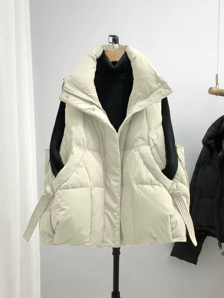Plus Size Down Cotton Vest - Women's Stylish Sleeveless Jacket for Autumn/Winter
