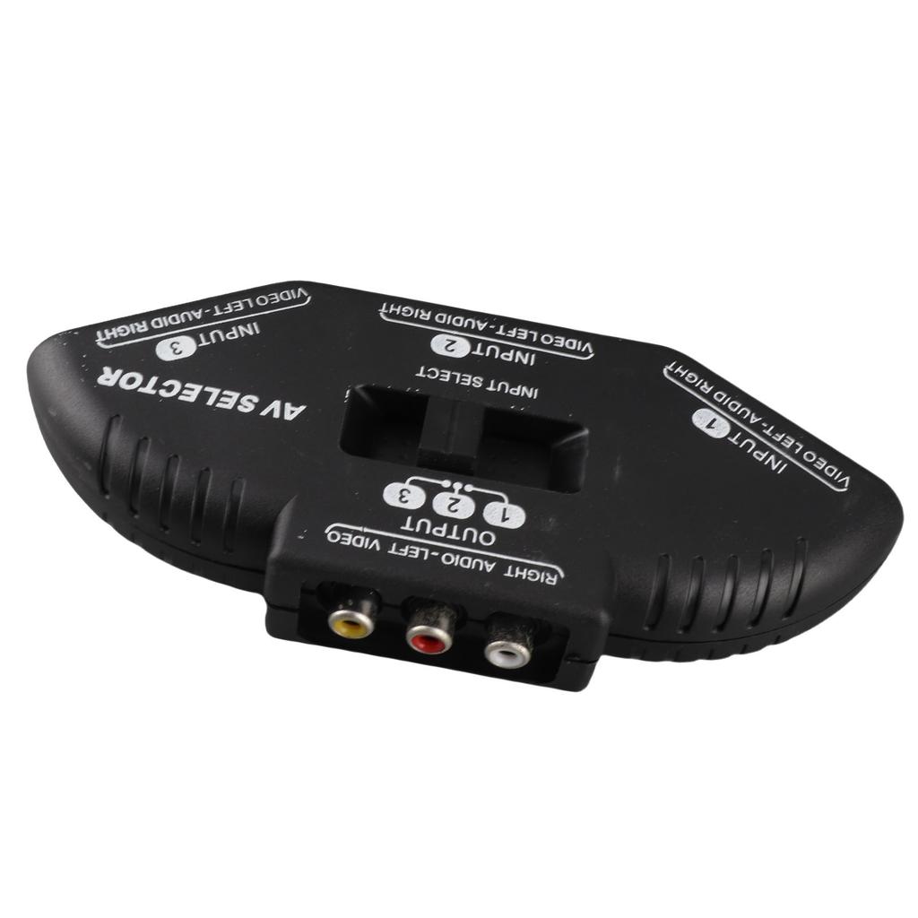 Splitter Audio Video RCA 3 In 1 Out Selettore Switch Nero con Cavo AV per DVD VCD VCR Nero