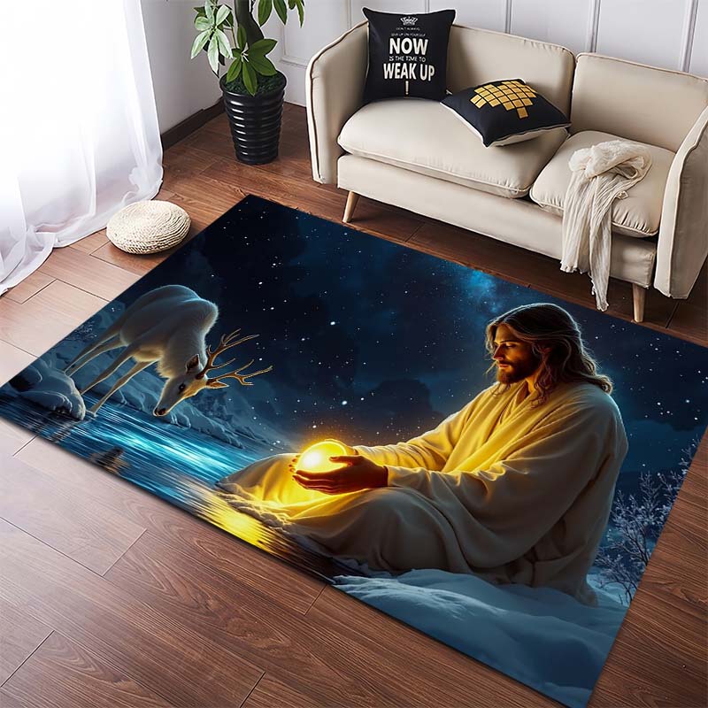 

Mystical Cave Light Effect Area Rug, Non-Slip Floor Mat for Living Room 40x60cm( 15x23in )