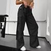 Kadın Yazlık Yeni Stil Fiyonklu İpli Geniş Paça Spor Pantolonlar İlkbahar ve Yaz Gül Kırmızısı İş Pantolonları