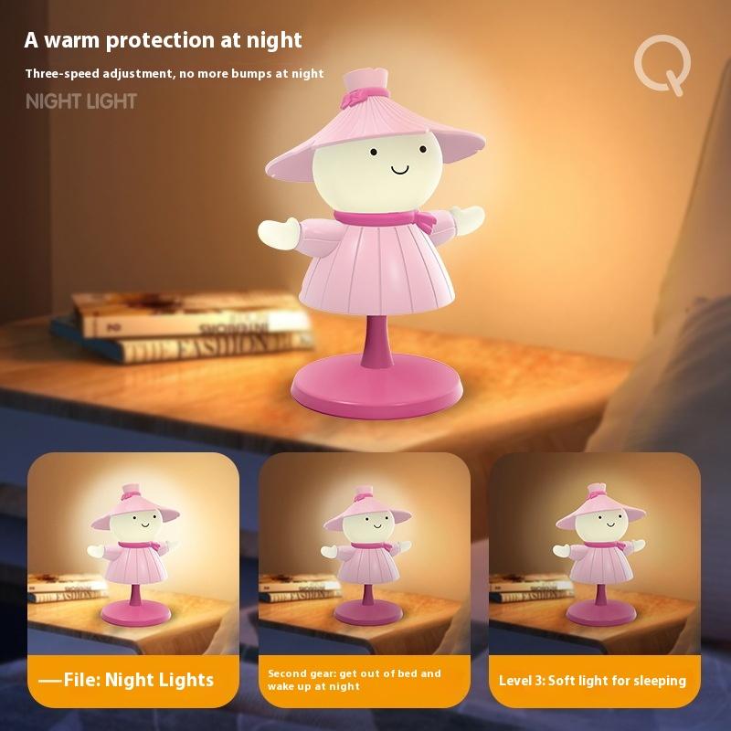Cartoon Cute Scarecrow Usb Charging Battery Led Table Night Light Child Eye Adjustable Protection Warm White Desk Lamp Ornaments
