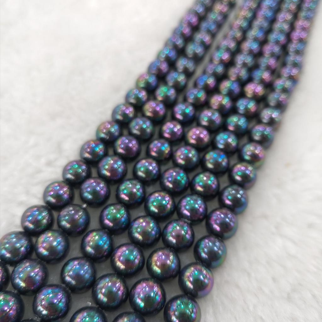 Iridescent Black Green Shell Pearl Beads Necklace (4-14mm) DIY Jewelry Accessories