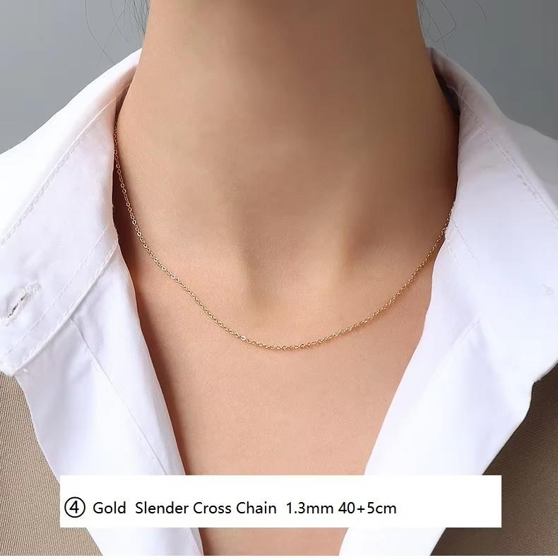 Joolim Fashion Jewelry 18K PVD Waterproof Tarnish Free Gold Plated Single Chain Necklace Stainless Steel