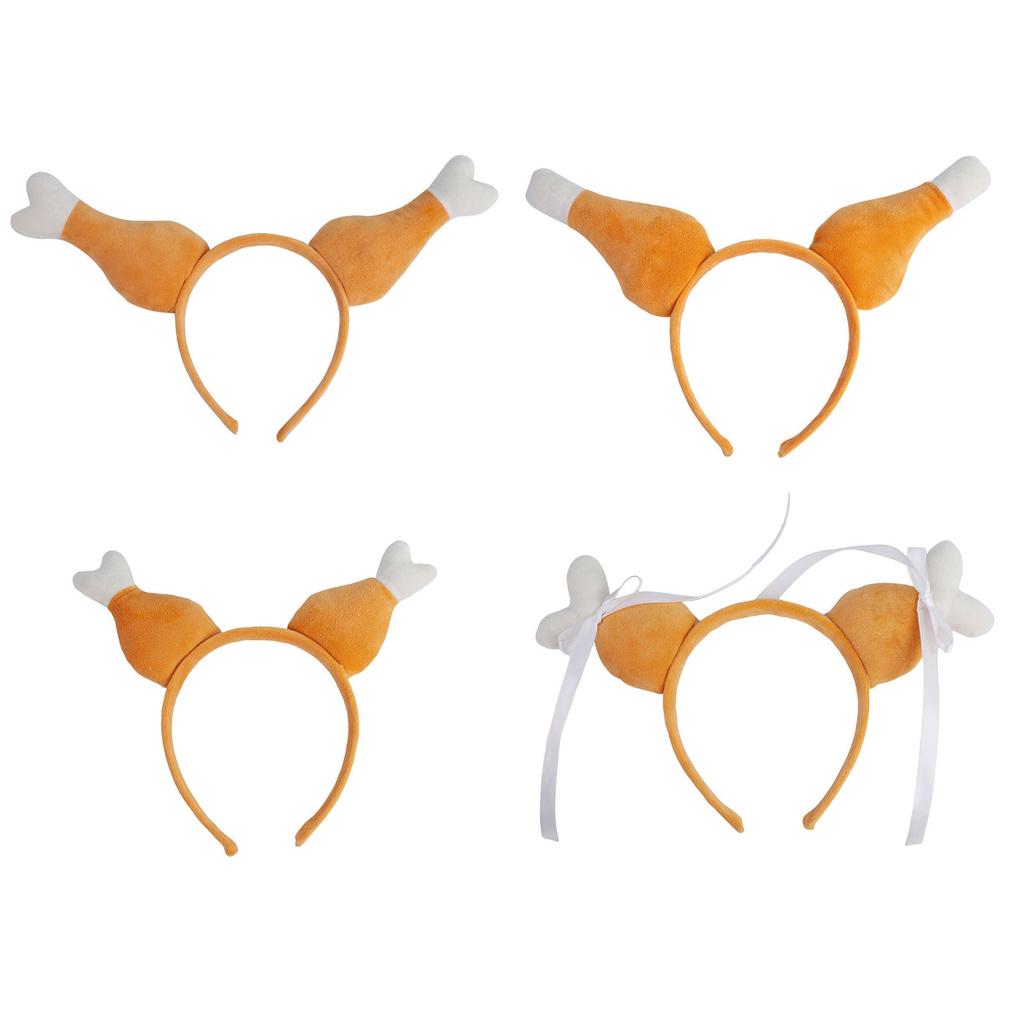 Spoof Turkey Leg Hairhoop Plush Chicken Leg Headband Cosplay Costume Festive Party Headdress Adult Kids Funny Headpieces