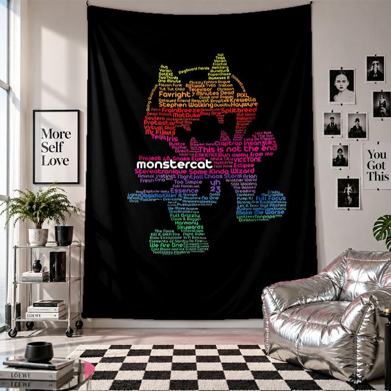 Wall TapestryMonstercat Art Hanging Cloth Decorative Background Cover for Room Decoration