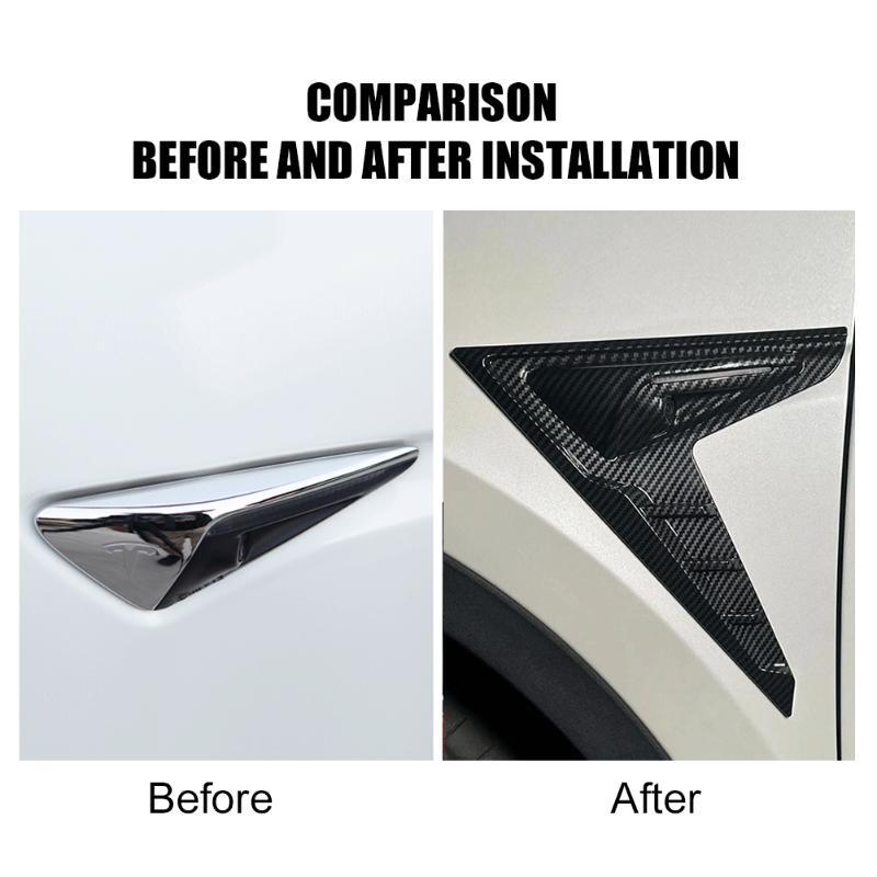 Car Side Camera Cover for Tesla Model 3 Y Thunder Fender Flanks Wing Blade Panel Spoiler Covers Protective Shell