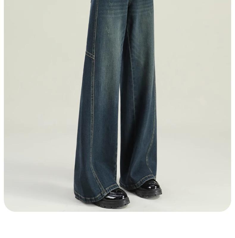 High-Waisted Wide-Leg Jeans for Women: 2025 Retro Loose Fit with Plus Velvet for Spring, Autumn, and Winter