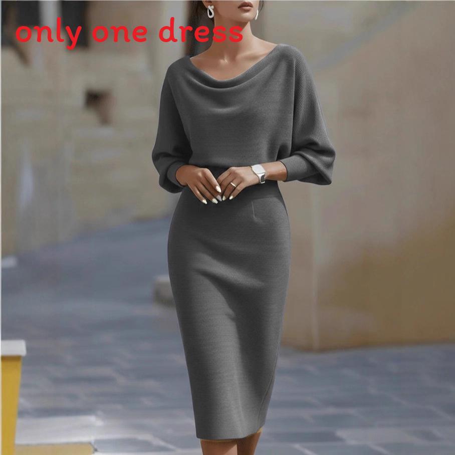 Dress 2025 Spring Knit Fabric Slim Fit Irregular Hem For Casual Wear