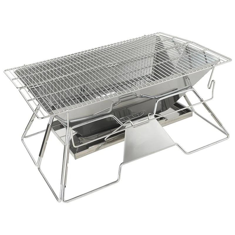 3-6 Person Outdoor Camping BBQ Grill - Foldable Stainless Steel Stove, Portable Picnic Barbecue Utensils