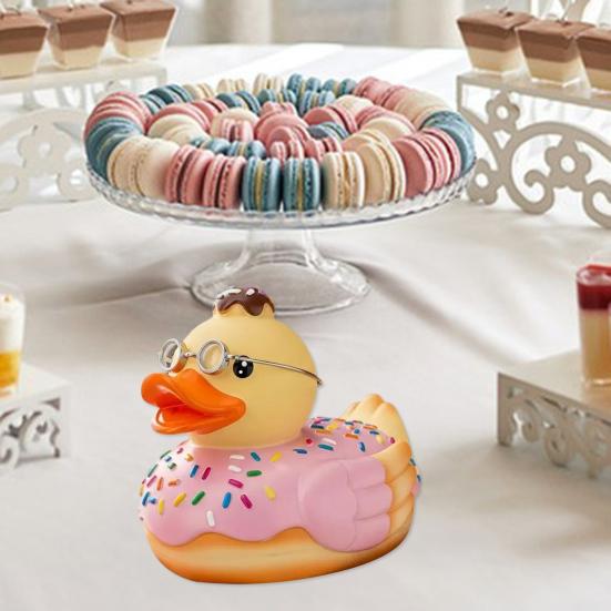 Dessert Duck Figurine Cartoon Duck Statue Vinyl Animal Sculpture Home Office Desktop Bookshelf Decoration Ornament