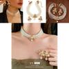 Fashionable Gold Small Bee Necklace And Earring Set With Layered Pearl Design For Women