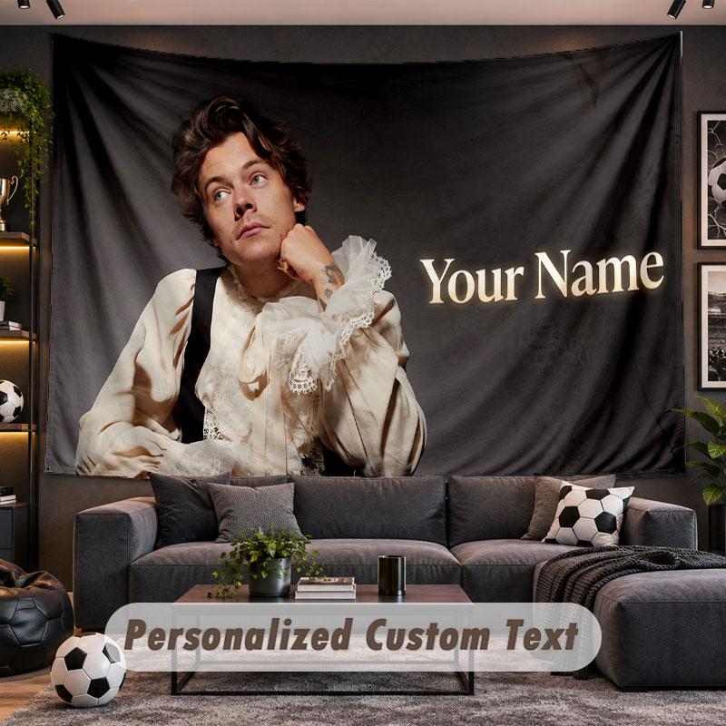 Wall Hanging Tapestry Custom NameHarry Styles Pattern Personalized Printed Fabric Wall Decor