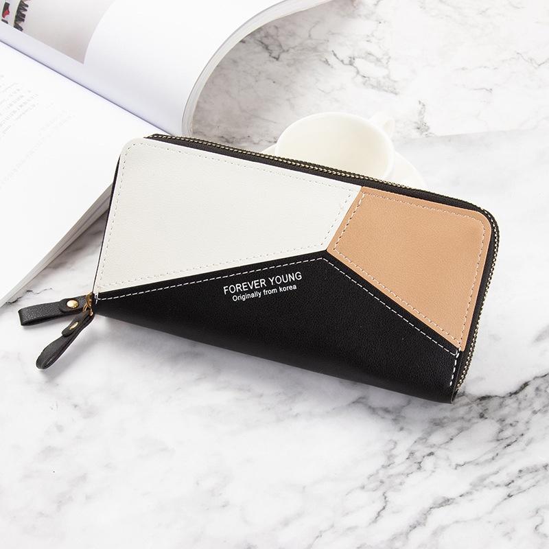 

IELGY корейский кошелек с женскими буквами, простой клатч большой емкости на молнии с несколькими картами чёрный