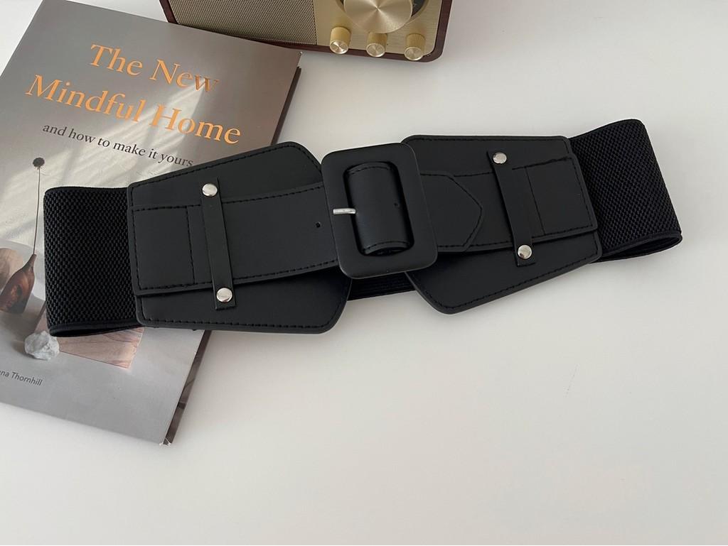 Chic Wide Elastic Waistband For Women Soft Faux Leather Versatile Fashion Accessory