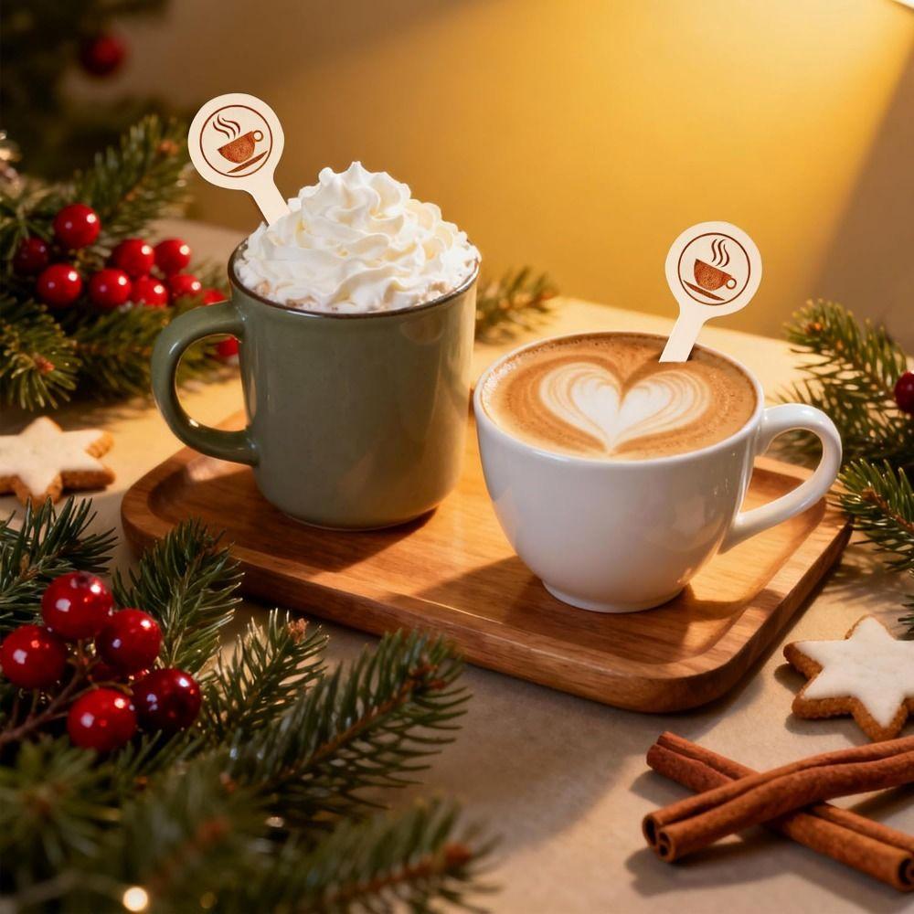 100Pcs Long Handle Wooden Coffee Stirrers Wooden Disposable Stir Sticks  Cocktail Tool