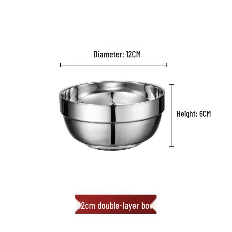 SuLi 304 Stainless Steel Double-Layer Anti-Scald Bowl