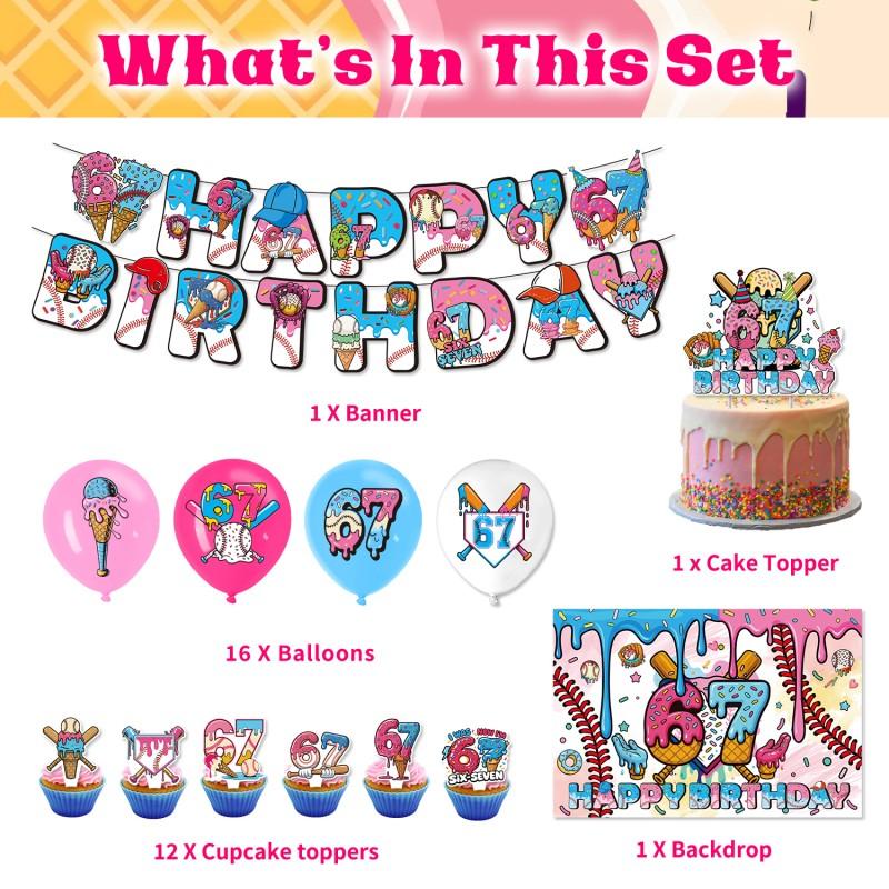 Decorațiuni Petrecere Tematică Șase-Șapte Banner Petrecere de Ziua de Naștere 67 Set de Baloane Topper pentru Tort Accesorii Petrecere 67 Decorațiuni cu Baloane pentru Băieți