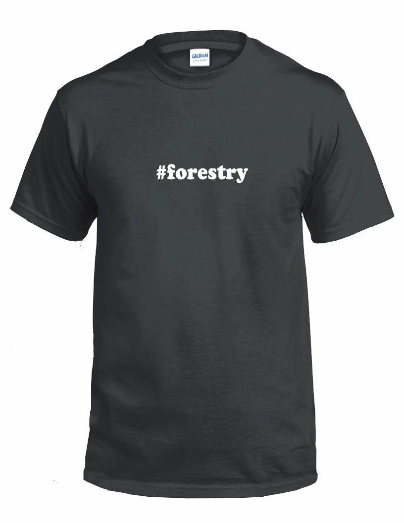 

#forestry T-Shirt Hashtag Forestry Funny Gift White Black Cotton Tee Shirt S