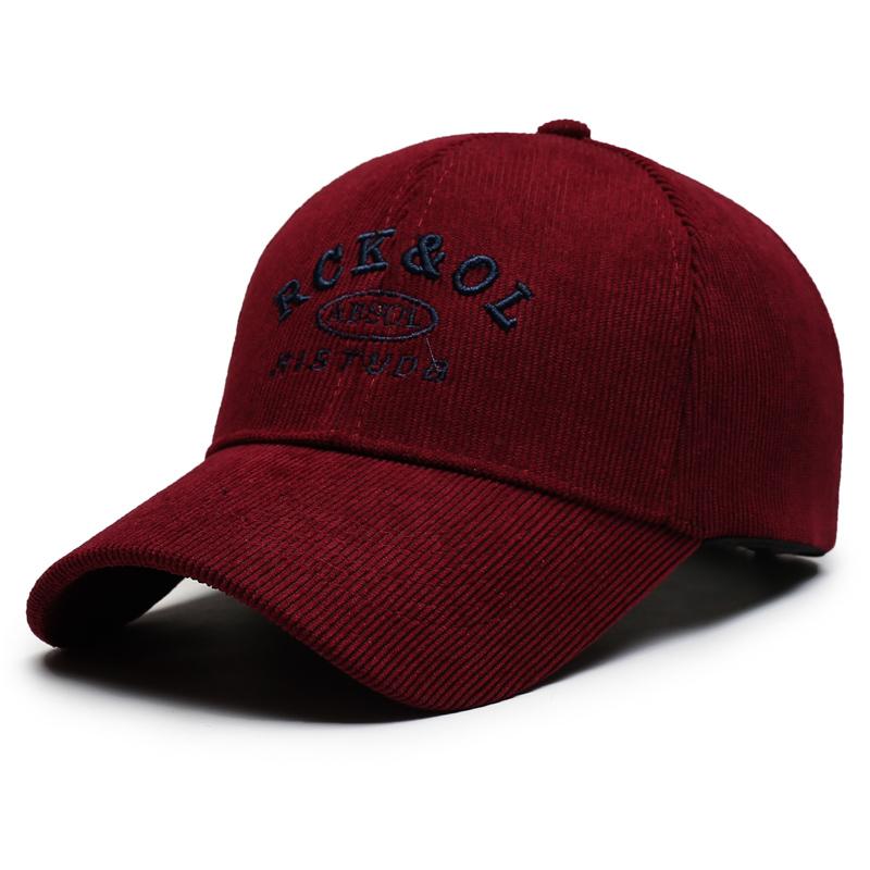 

Number embroidery vintage corduroy solid-color baseball cap, unisex fashionable outdoor casual hard-top curved brim baseball hat красный