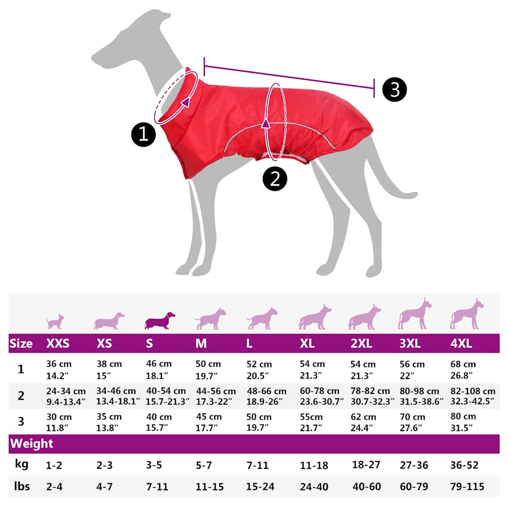 Dog Raincoat with Reflective Strips Polyester Red Size S