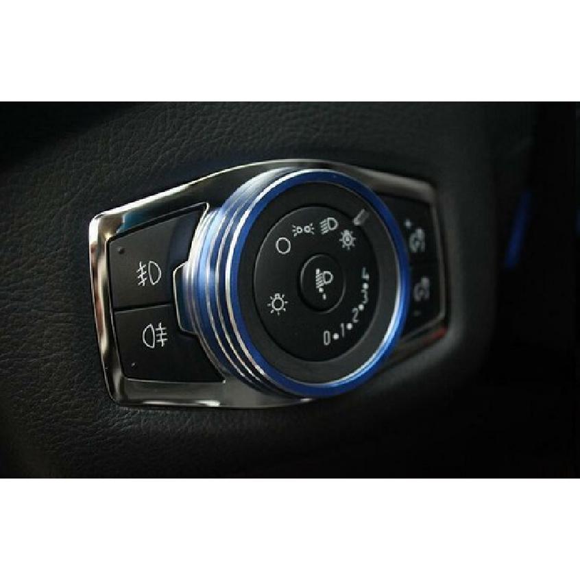 For Ford Focus 2012-2018 Blue Aluminum Headlight Switch Control Button Trim 1PCS