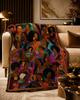 Black Woman Eclectic Blanket, African American Mom Gift Christmas Daughter Birthday House Warming Mothers Day Black Owned Shop