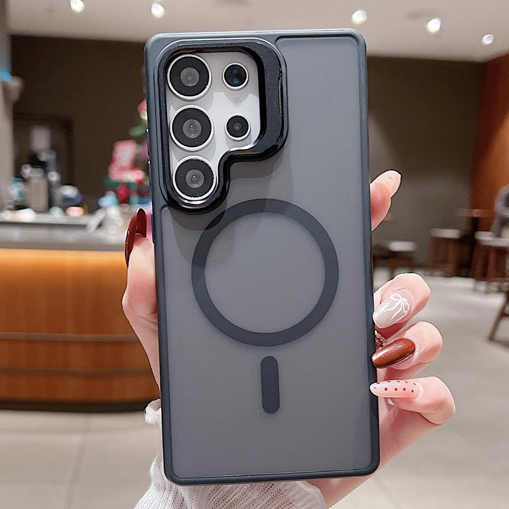 Skin-feel Hardware Lens Holder, Suitable for Samsung S25Ultra Phone Case Anti Drop S24  Magnetic Protective Case