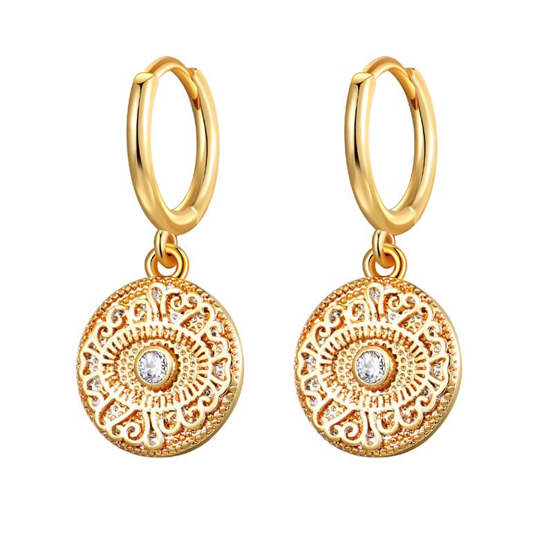 CRMYA Vintage Piercing Ear CZ Zircon Cross Earring Gold Silver Filled Drop Earrings For Women Hoop Earings Jewelry Wholesale