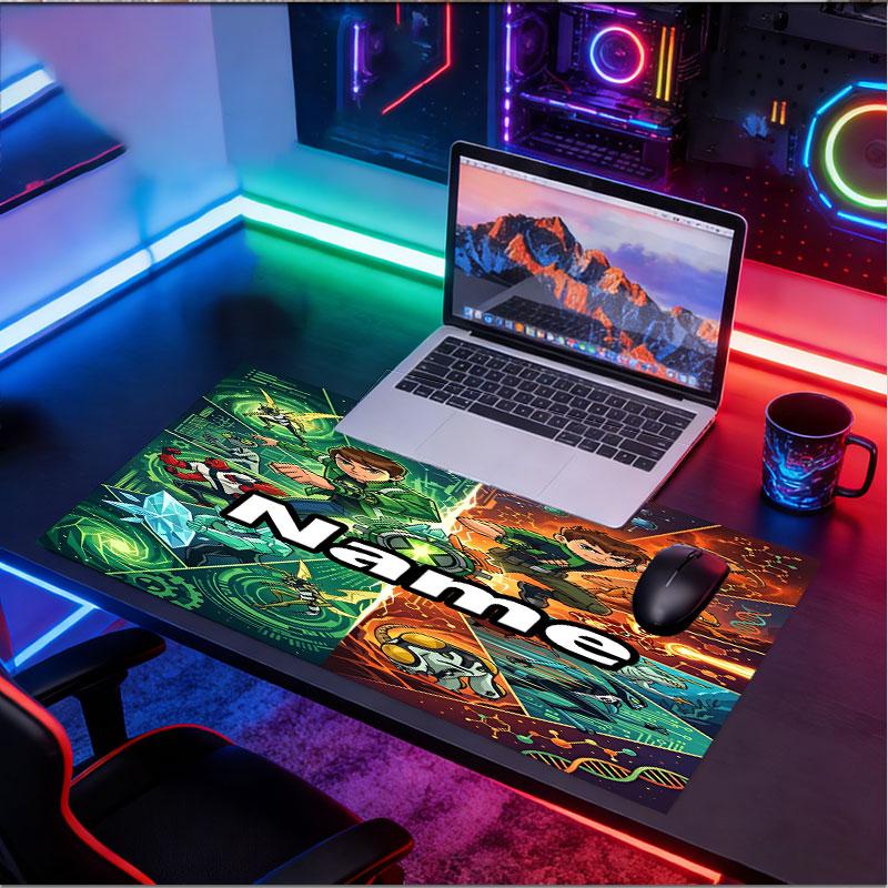 Custom Name Personalized Ben 10 Cartoon Pattern Mousepad, Laptop PC Desk Mat, Decorative Desk Mat for Home Keyboard Pad Gift