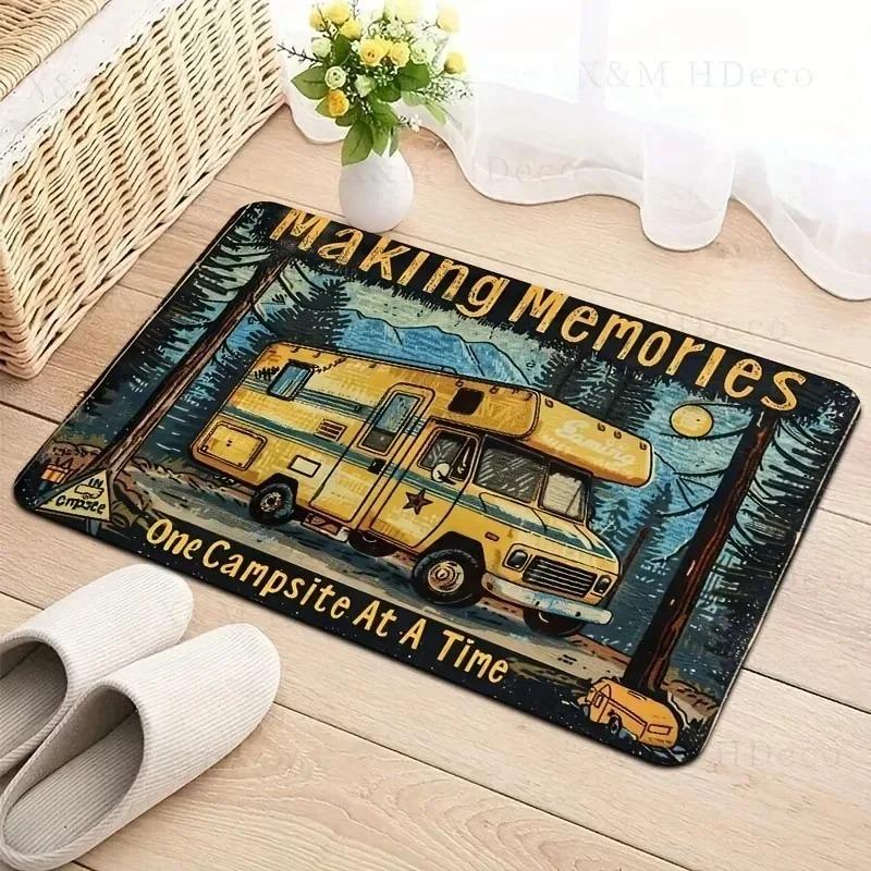 1PC Colorful Wooden Welcome Pattern Door Mats Kitchen Rug Non-Slip Pop Bathroom Rugs Bath Mat Carpet for Home Sink Laundry Decor