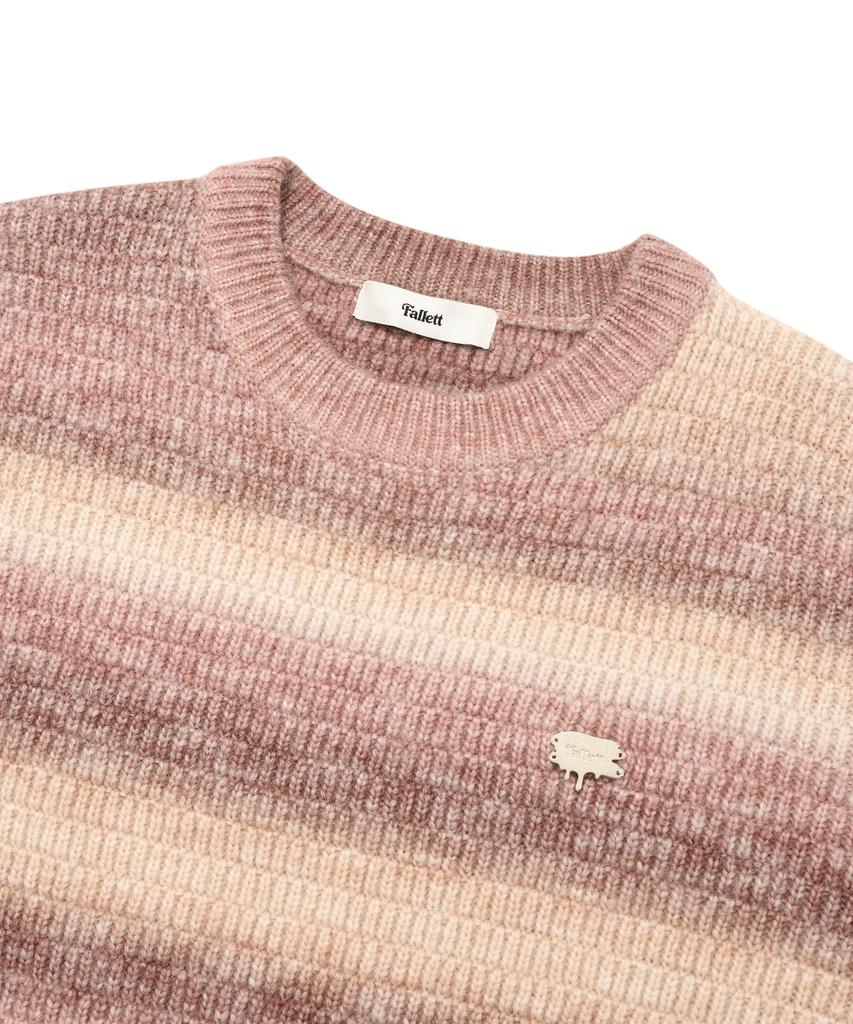 FALLETT [22Fw] Farbverlauf-Streifen-Strickware Rosa
