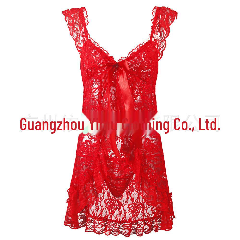 Sexy Lace Suspender Pajamas & Cardigan, S-6XL European and American Lingerie