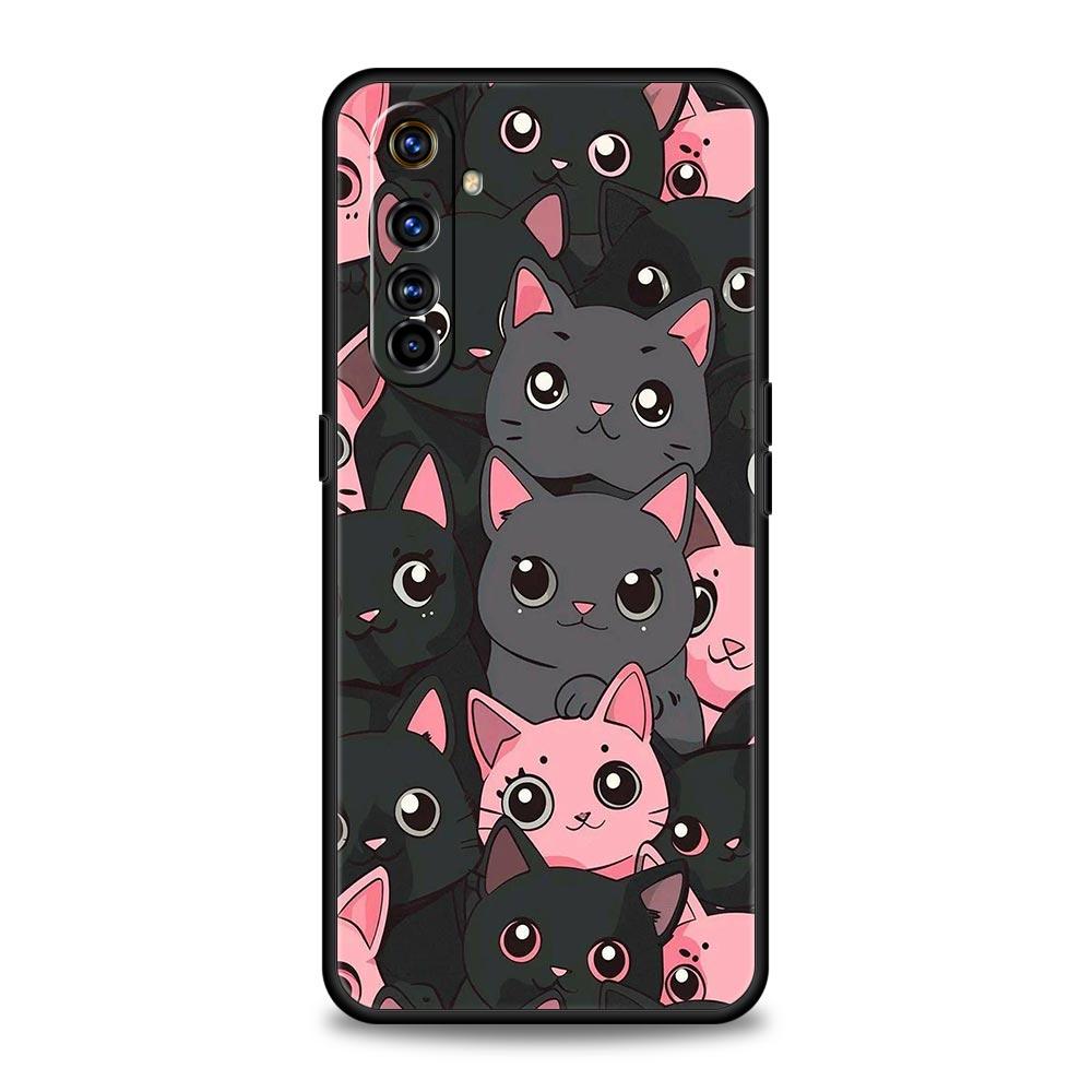 Cute Cat Phone Case For Realme 12 11 10 9 8 5G 7 6 GT5 GT3 GT2 Pro Plus C21 C11 C25 C35 For Realme GT Neo 2 3 3T Soft 5 Cover