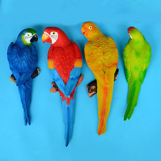 Simulation Parrot Bird Sculpture?Resin Craft Wall Hanging Garden Decoration