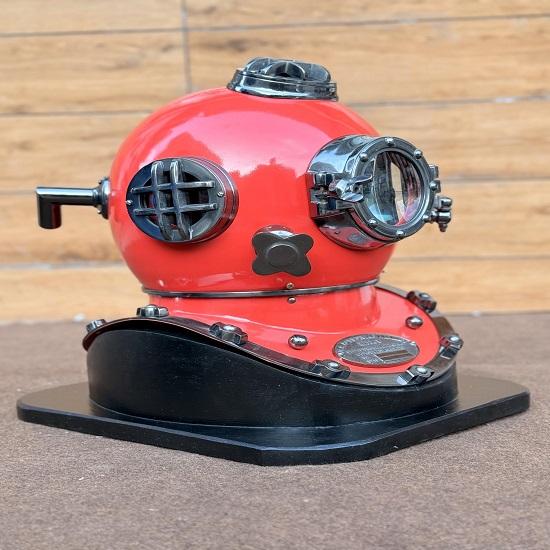 Diving Helmet Red Diving Helmet Scuba Diving Helmet Diving Helmet with Wooden Base Deep Sea Scuba Diver Helmet Best Gift