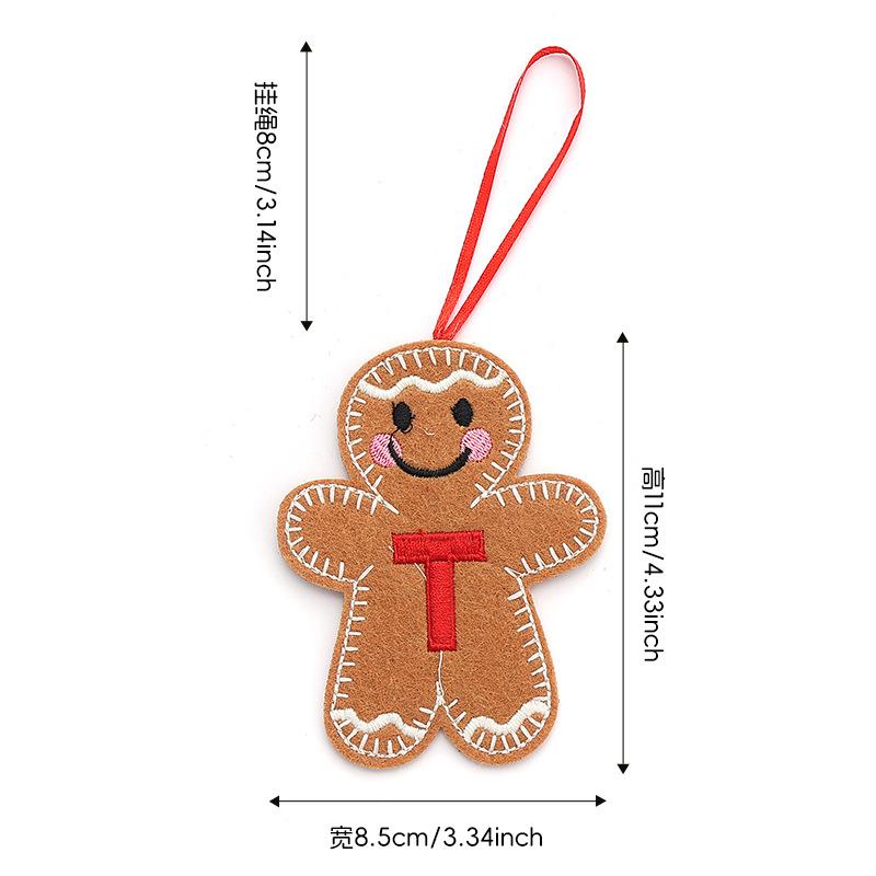 Gingerbread Man Ornaments for Christmas Tree Hanging Decor with Alphabet Letters Festive Holiday Home Decorations Gift
