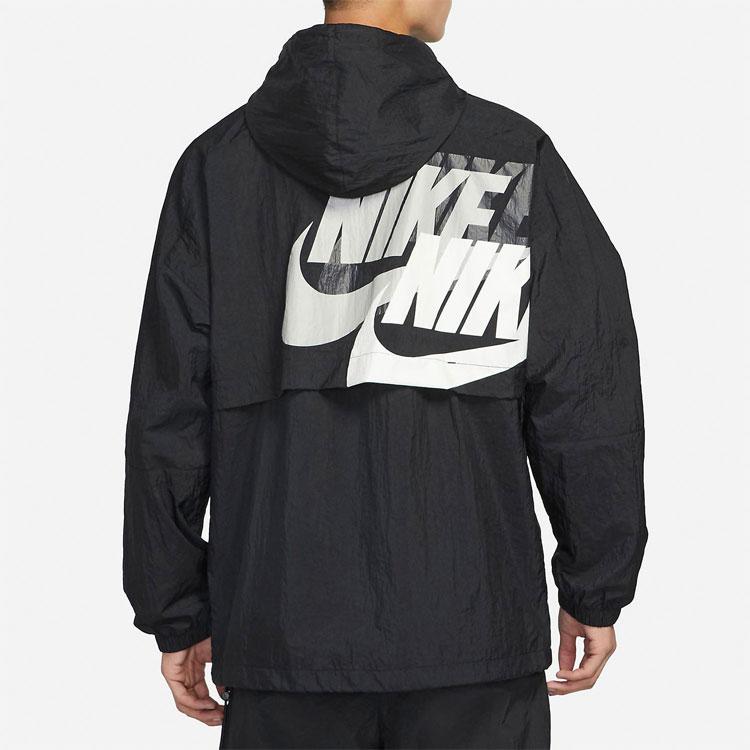 Nike Lightweight Breathable Casual Jacket with Back Multi-Hook Print Men Jackets Black DV3313-010