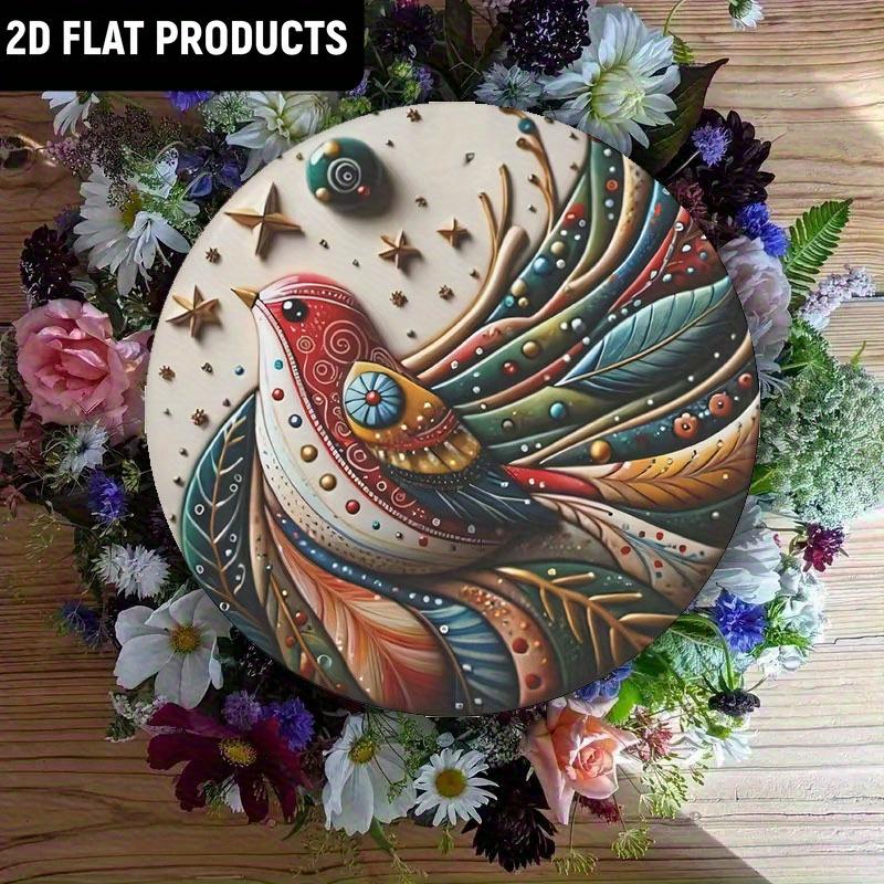 Bohemian buntes Vogel-Holzschild, Charmantes rundes Schild für die Haustür, Wanddekoration - Ideale Boho-Wohnkultur & Künstlerisches Geschenk