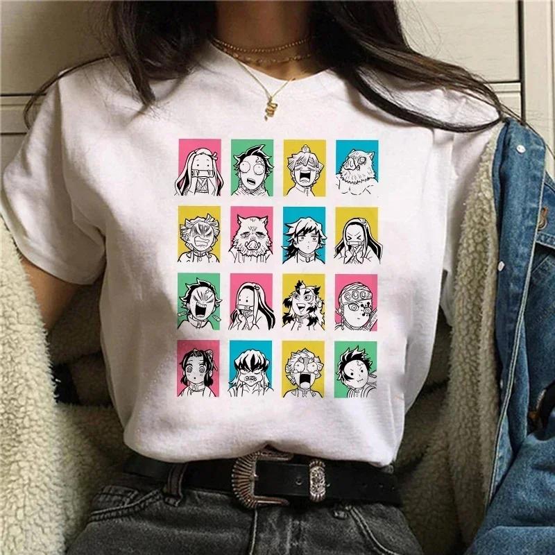 Demon Slayer T Shirt Women Tshirt Female Tanjirou Kamado Graphic Tee Shirt Japanese Anime Manga T-shirt Streetwear Tops Tees