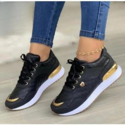 Women's Autumn New Fashion PU Lace-up Non-slip Flat-soled Sports Shoes Outdoor Leisure Comfortable Hiking Women's Shoes