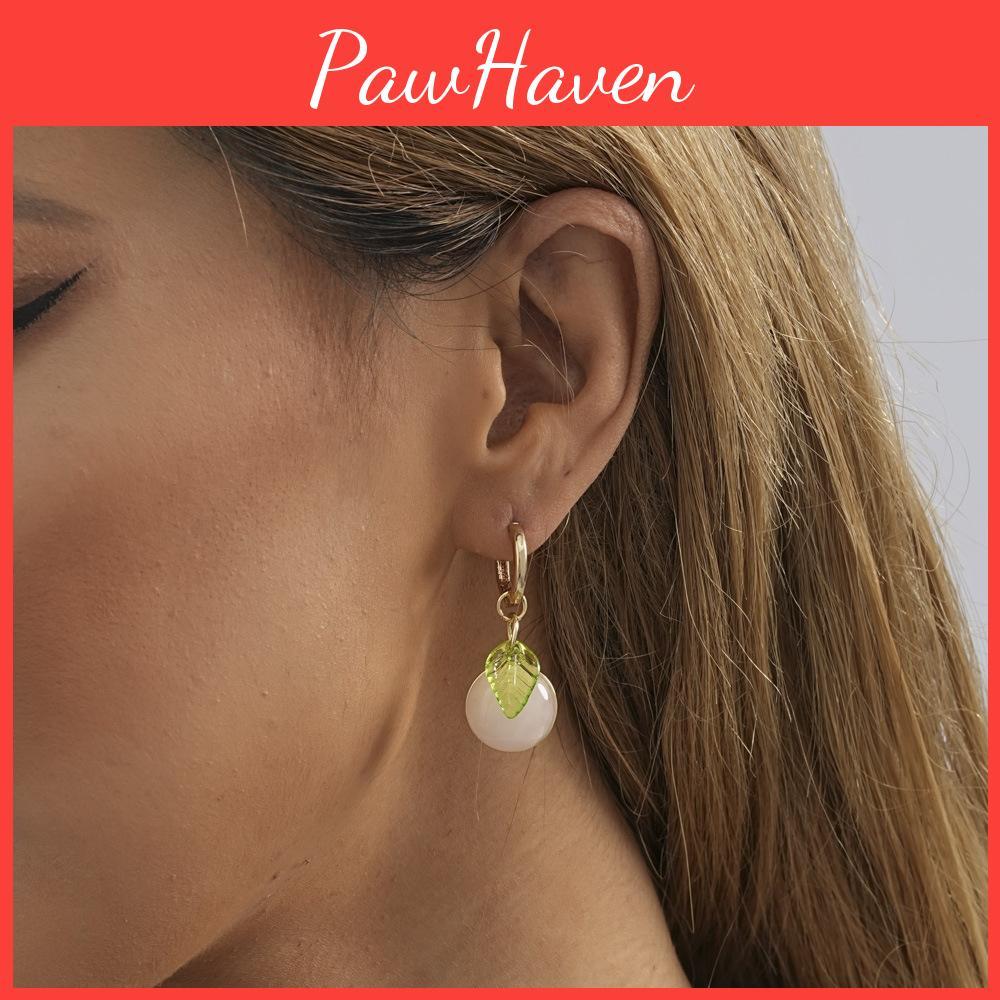 Pink Chic Fruit Peach Dangle Earrings For Womens Street Fashion Outfits