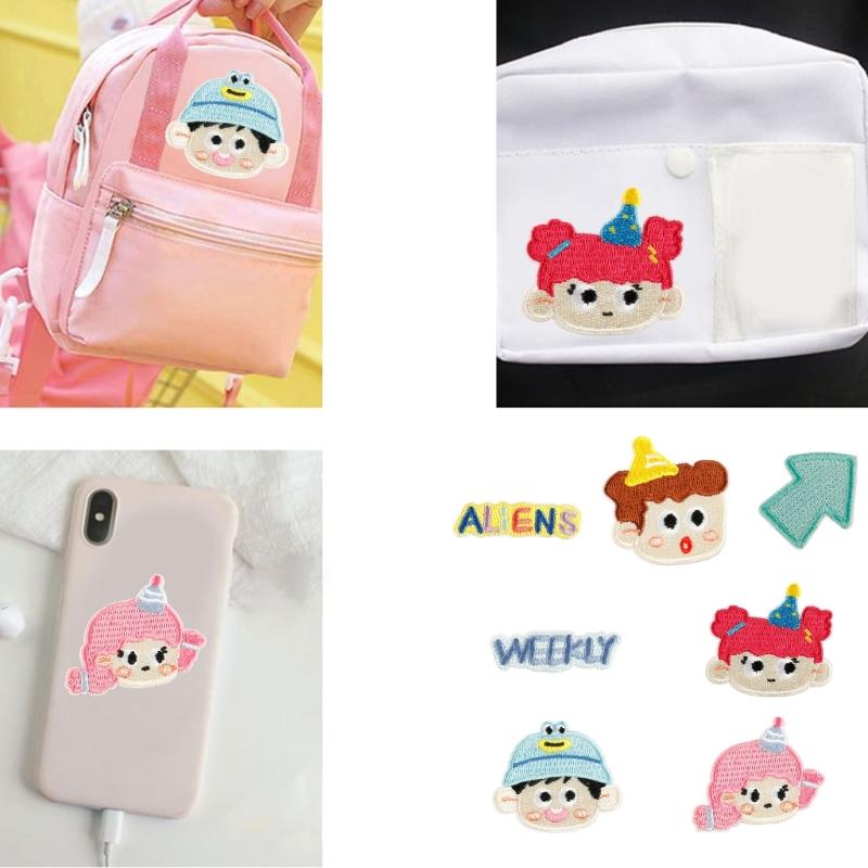 9 Pcs Cartoon Boy Iron On Patches Clothing Patches Little Girl Repair Patches Embroidery Patches for Bag Decoration