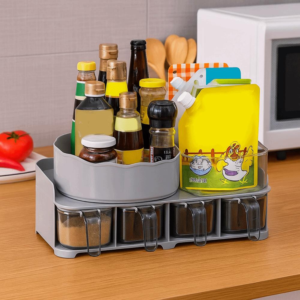 Large Capacity Countertop Seasoning Box Rotatable Condiment Box Practical Sugar Salt Jar  Kitchen