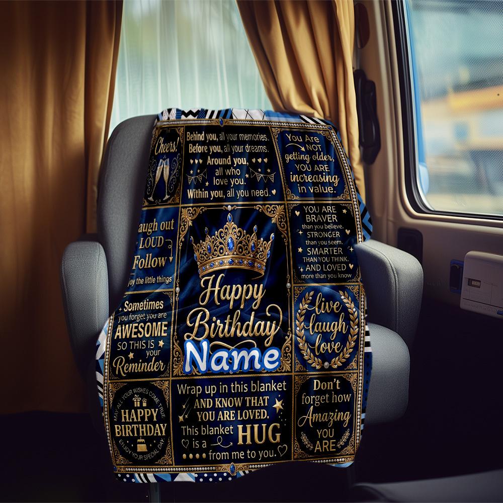 Birthday Wishes Rv Customize Your Name Blanket Cozy Soft Lightweight Allseason Multipurpose Blanket For Travel Camping Picnics Sofas Rvs Beds Living