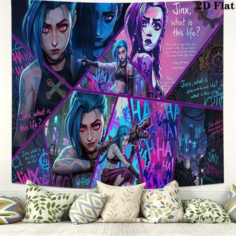 Jinx Wall Tapestry Aesthetic Wall Hanging Printed Fabric Blanket Decorative Tapestries for Bedroom Living Room Home Decor