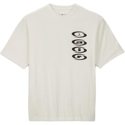 X Travis Scott Collaboration Comfortable Crew Neck Pullover Short Sleeve T-Shirt Men Tops Beige DZ5515-133