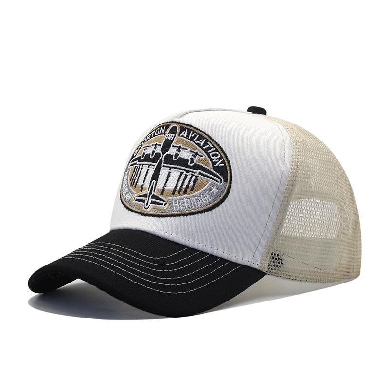 Hot Sale Truck Driver Airplane Embroidery Mesh Cap Men's Color Matching Breathable Cap European and American Fashion Baseball Cap